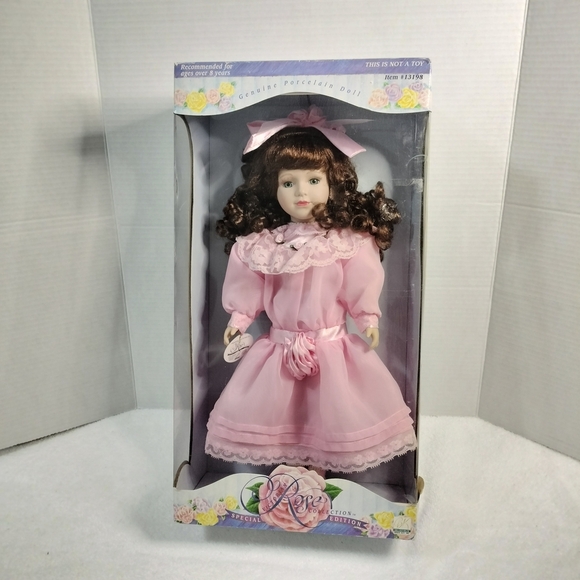 collectible porcelain Other - Victoria Rose Collection Edition Elegant Porcelain Doll in Pink Dress